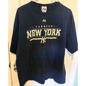 Vintage Majestic MLB New York Yankees T-Shirt XL Legacy Blue Y2K